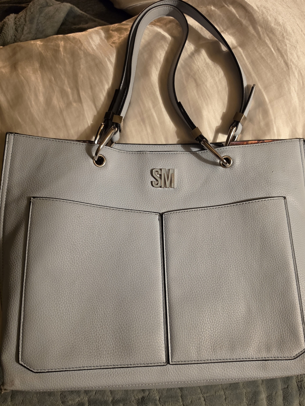 Steve Madden Bdonna Double Pocket Tote Bag - Light Blue / Fog Gray